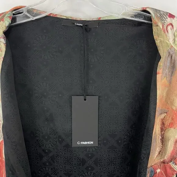 NWT GFashion Men's Silk Hooded Bomber Jacket Size Medium Party Clubwear Hip Hop